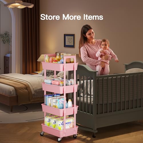 Pipishell 3 Tier Rolling Cart Organizer with Lockable Wheels, White K43271