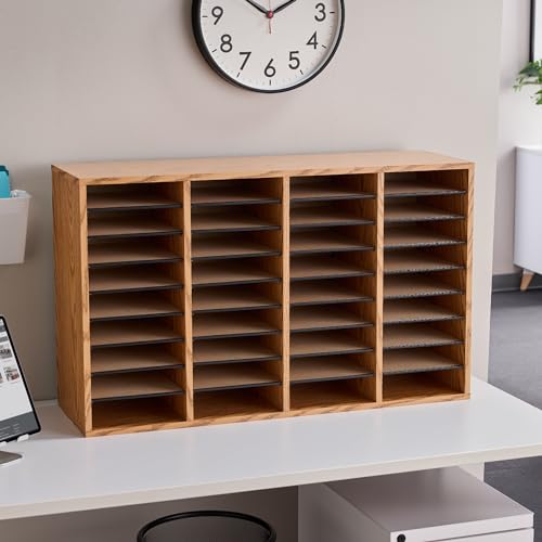 Safco Wooden Paper and Mail Organizer, Adjustable Shelves, Stackable B285