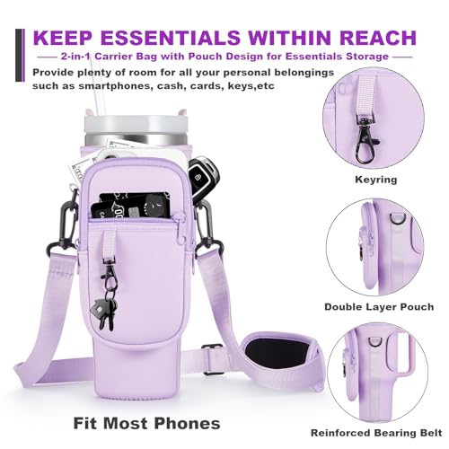 Pink Insulated Neoprene Water Bottle Carrier Bag for Stanley 40 & 30 oz Tumbler O83613