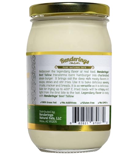Renderings Beef Tallow, Grass-Fed, 14 oz Jar G8038