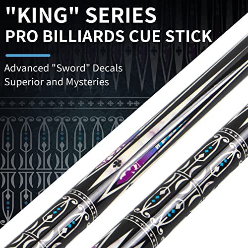 lotmusic Premium Pool Stick with Telescopic Fiber Extension Cue, 58 Inch Set with Case W47144