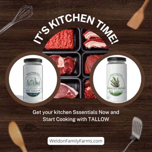 Weldon Family Farms Rendered Beef Tallow for Cooking, Grass Fed, 2 Pack, 16oz Total C474231