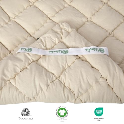 Organic Merino Wool Pillow Top Mattress Topper - 2" Twin XL, Handmade, Non-toxic N3786