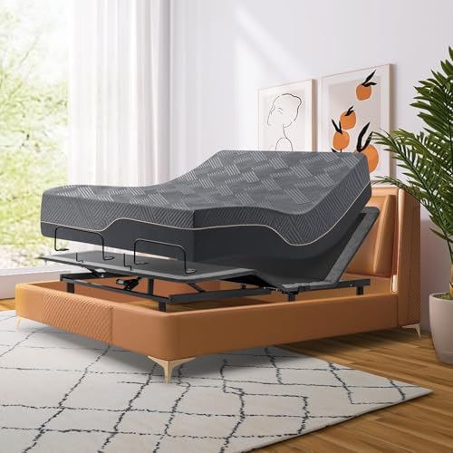 Split King Adjustable Bed Frame with Gel Memory Foam Mattress, Wireless Remote F95930