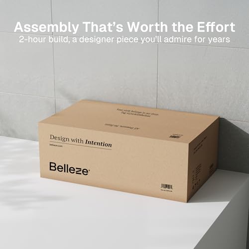 BELLEZE 65 Inch Fluted Buffet Cabinet with Storage, Caramel Brown U96619