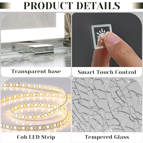 Vanity Mirror with Lights, 12.6"×15" LED Makeup Mirror, Touch Control Dimmable D52089