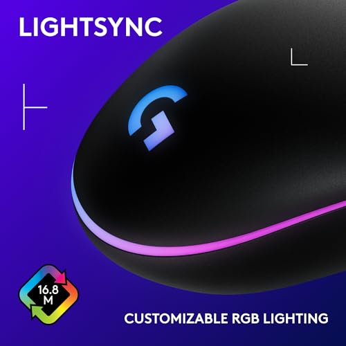 Logitech G203 Wired Gaming Mouse, 8,000 DPI, RGB, 6 Programmable Buttons, PC/Mac - Black U28629