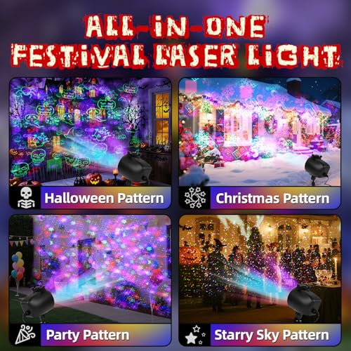 Halloween Christmas Projector Lights Outdoor with Remote, 4 Slide Patterns R6933