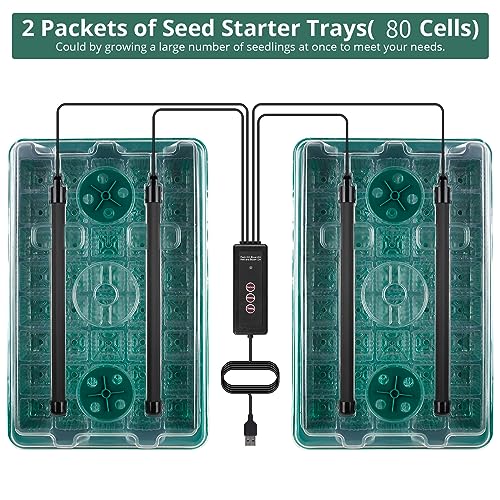 Sondiko Seed Starter Tray with Grow Light, 2 Pack 80 Cells with Humidity Dome L94604
