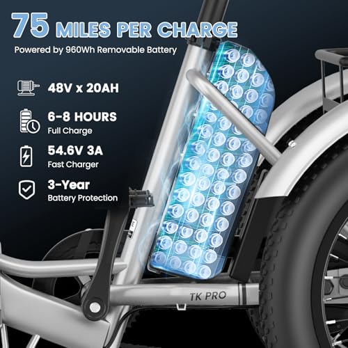 MOONCOOL Electric Tricycle for Adults, 500W 48V Folding 3-Wheel Bike with Basket O9027