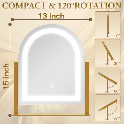 Vanity Mirror with Lights, 12.6"×15" LED Makeup Mirror, Touch Control Dimmable D52089