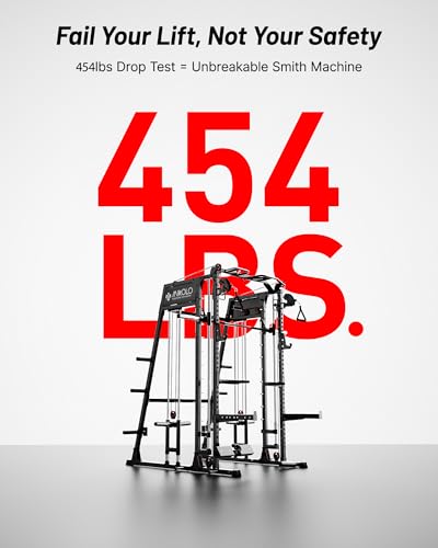 Mikolo Smith Machine 2200lbs Squat Rack with Lat Pulldown & Cable Crossover E219