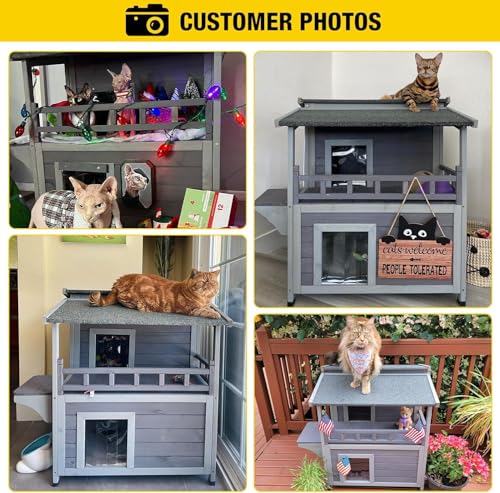 Aivituvin Cat House Indoor 2 Story Feral Cat Shelter for Winter Outdoor Large B645914