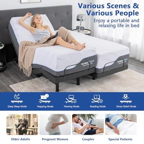 Split King Adjustable Bed Frame with Gel Memory Foam Mattress, Wireless Remote F95930