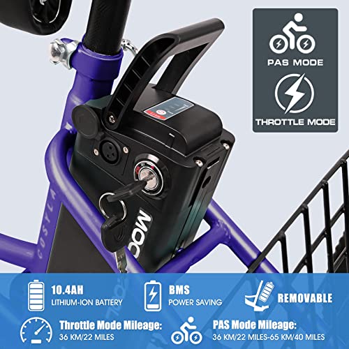MOONCOOL Electric Tricycle for Adults 350W 36V Removable Battery 7 Speeds P222040