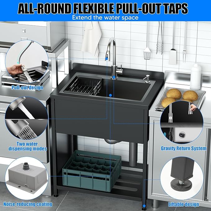 Stainless Steel Utility Sink with Faucet and Drain Kit I168