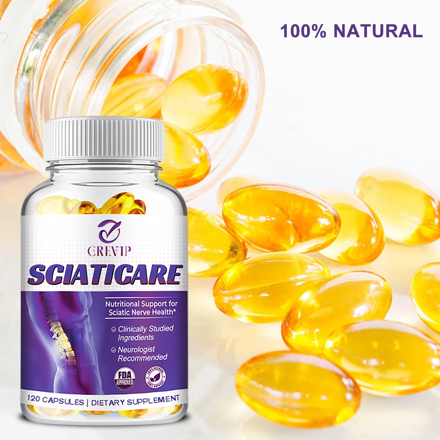 Grevip Sciaticare Nerve Soothing Formula with R-ALA and Acetyl L-Carnitine, 120 Count D40413