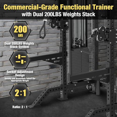 Commercial Functional Trainer Cable Machine with Dual Weight Stacks E209