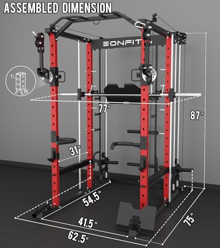 Eonfit E5 Smith Machine with Vertical Leg Press, Power Cage Squat Rack, Home Gym Equipment R390