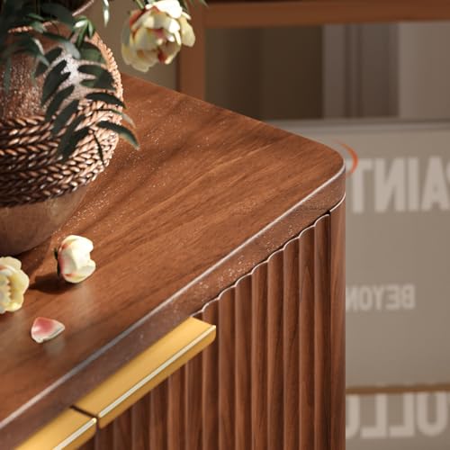 67" Fluted Oak Buffet Cabinet Sideboard with 6 Doors A1241