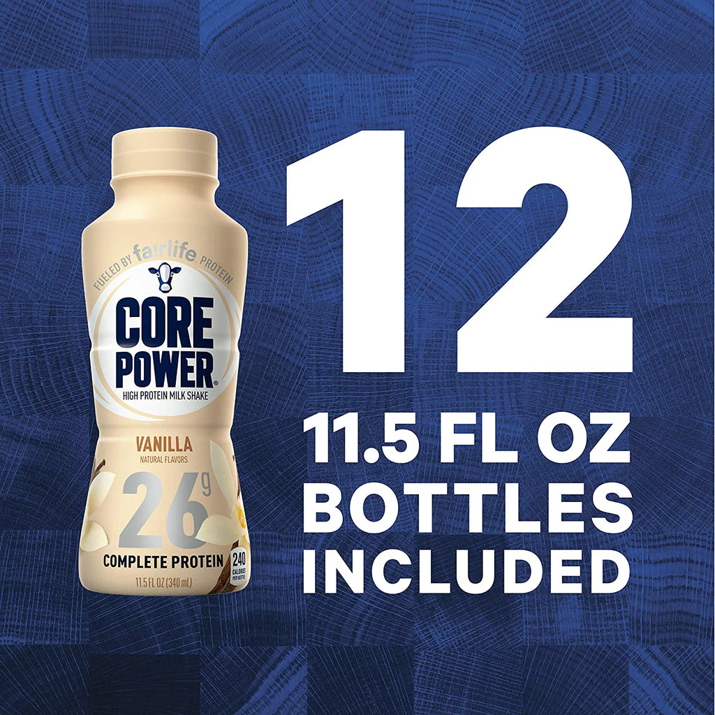 Core Power Protein Shakes Vanilla 26g 11.5 Fl Oz Pack of 12 Y796811