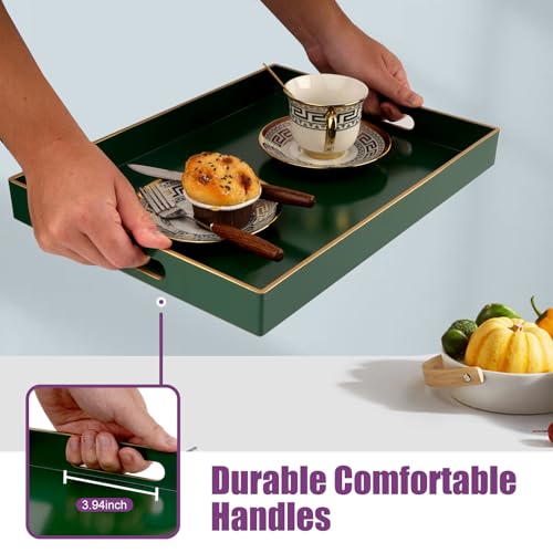Gifturbo Blue Serving Tray with Handles, Rectangular Plastic Tray J15614