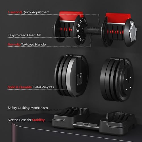 Yaheetech Adjustable Dumbbell Set with Anti-Slip Handle for Home Gym J871148