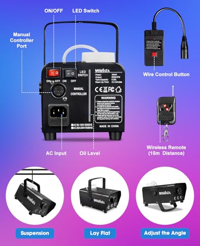 MOSFiATA 600W Fog Machine with RGB LED Lights and Remote Control E8210