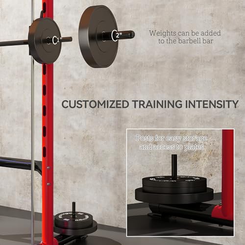 Soozier Squat Rack with Pull-Up Bar, Adjustable Power Rack for Home Gym I377