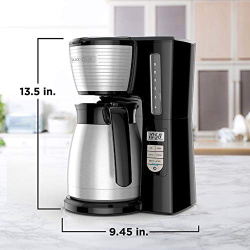 BLACK+DECKER 12 Cup Thermal Programmable Coffee Maker, Black/Steel P7250