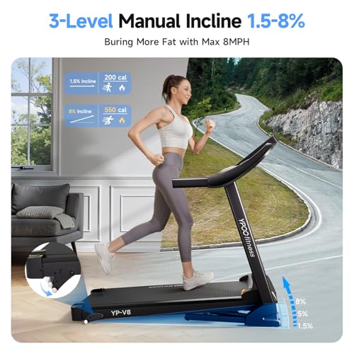 Foldable Treadmill with Incline, Bluetooth, 300 lbs Capacity H234