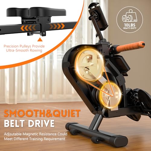 pooboo Rowing Machine, Magnetic Rower for Home, 350 LBS Capacity R817
