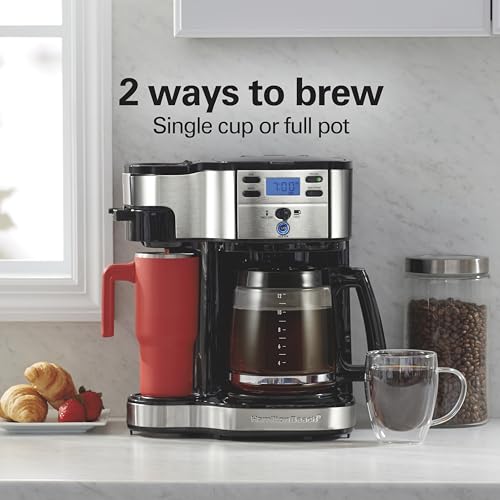 Hamilton Beach 49933 12 Cup Programmable Drip Coffee Maker & Single Serve Machine, Glass Carafe, White A63501