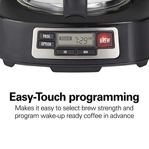 Hamilton Beach 5 Cup Drip Coffee Maker with Programmable Clock, Black & Stainless Steel S78391