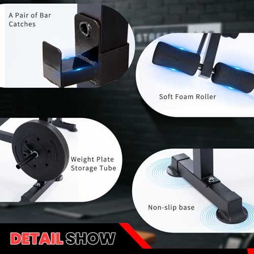 Foldable Weight Bench with Leg Extension & Curl, Adjustable for Home Gym T841834