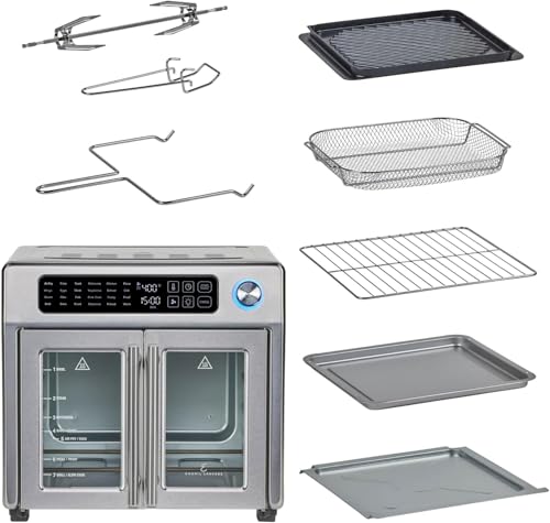 Emeril Lagasse Extra Large French Door Air Fryer Toaster Oven Combo, 26QT, Stainless Steel D86615