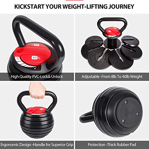 TopMade Adjustable Cast Iron Kettlebell Set for Home Gym Workout C247925