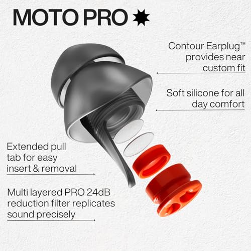 EARPEACE Moto Reusable Motorcycle Earplugs with High Fidelity Filter A57619