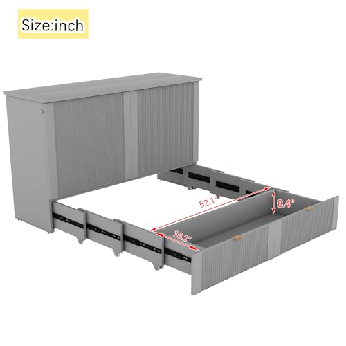 Harper & Bright Designs Queen Murphy Bed Cabinet with USB Charging Station, White D9669
