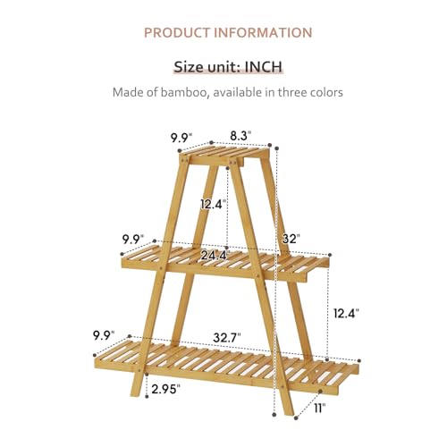 Bamboo 3 Tier Plant Stand Indoor Outdoor G488