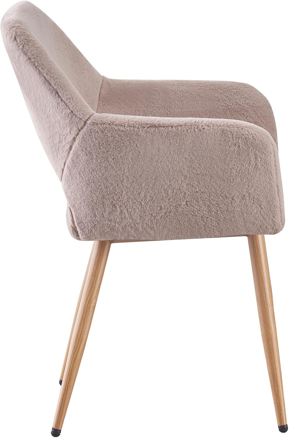 Faux Fur Side Reception Chair with Wood Metal Legs, Grey X186