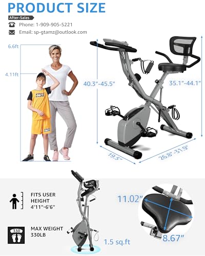 Foldable Exercise Bike with 16-Level Magnetic Resistance for Home T532
