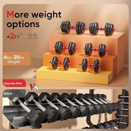 Adjustable Dumbbells 4-in-1 Weight Set with Connector for Home Gym F82847