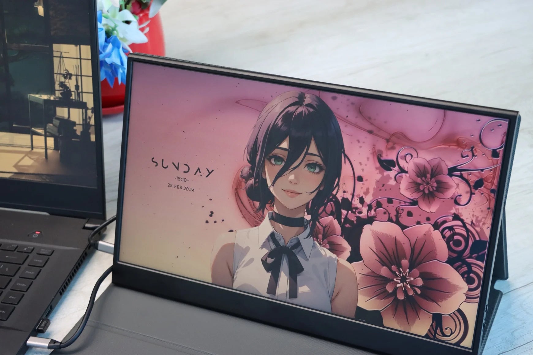 Bwanaz Portable Monitor 15.6'' FHD 1080P USB-C HDMI IPS Display U33821