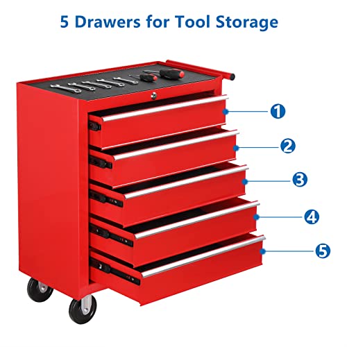 TUFFIOM 5-Drawer Rolling Tool Chest with Lockable Wheels R211166