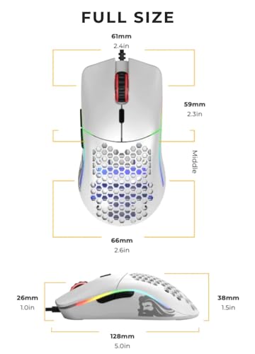 Glorious Model D Wired Gaming Mouse - 68g Honeycomb RGB Ergonomic, Matte White M160012