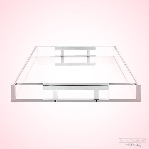 White Marble Faux Leather Decorative Tray with Handles D972626