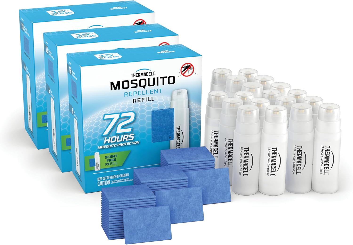 Thermacell Mosquito Repellent Refills; Compatible with Any Fuel-Powered Thermacell Repeller; Highly Effective, Long Lasting, No Spray, No Scent, No Mess; 15 Foot Zone of Mosquito Protection