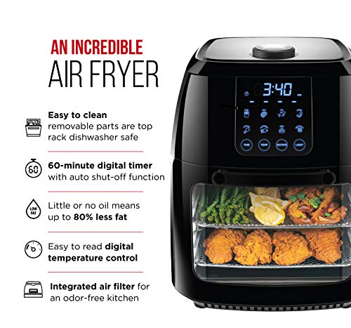 CHEFMAN Multifunctional Digital Air Fryer Rotisserie Dehydrator Convection Oven, 10L, Black B811909