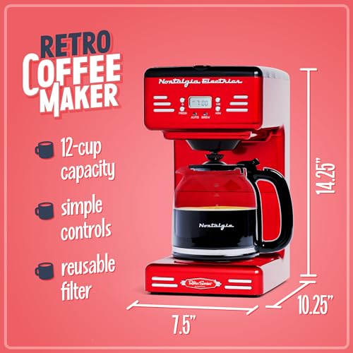 Nostalgia Retro 12-Cup Programmable Coffee Maker with LED Display, Aqua S6557